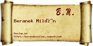 Beranek Milán névjegykártya